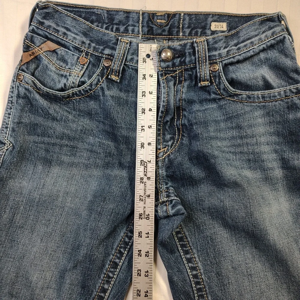 Ariat Jeans Men 30x34 Blue Flare Leg M5 Buffalo Nickel Bootcut Medium Wash Denim - Picture 6 of 13